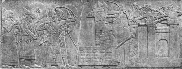 Relief of Sennacherib’s siege of Lachish in the Palace of Sennacherib. From the Hathi Trust Digital Library.