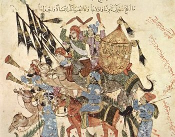 Image: 13th-century illustration of pilgrims on a Hajj produced in Baghdad by al-Wasiti. From the Wikimedia Commons.