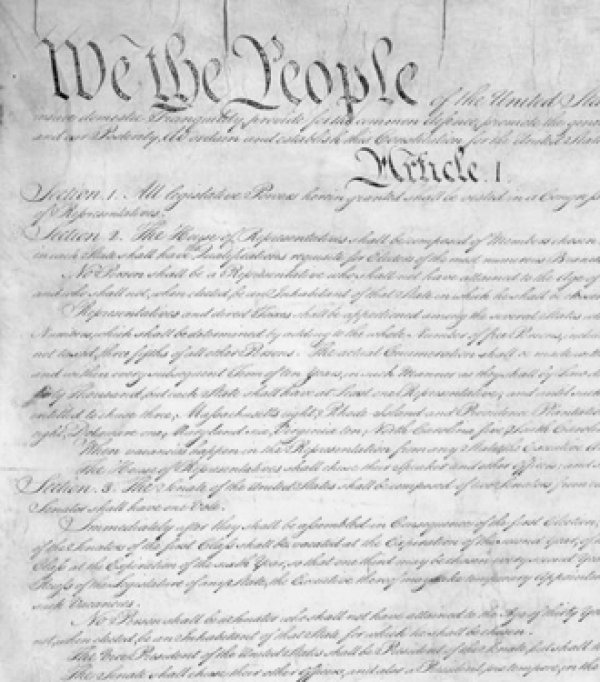 Image: Manuscript of the Constitution of the United States, 1787. From the Wikimedia Commons.