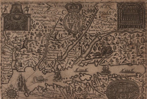 Image: Map of Virginia and Maryland by Gerhard Mercator, 1636. From the Bill Lane Center for the American West.Image: Map of Virginia and Maryland by Gerhard Mercator, 1636. From the John Carter Brown Library.