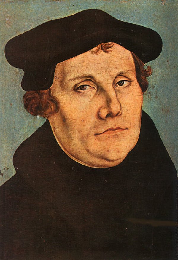 Image: Portrait of Martin Luther made by Lucas Cranach the Elder in 1529. From the Wikimedia Commons.