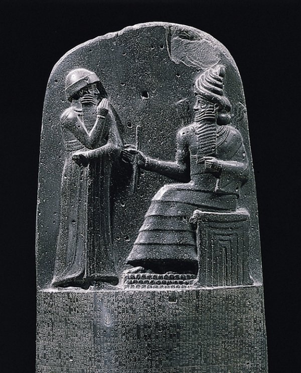 Image: Relief of Hammurabi and the god Shamash from the stela copy of Hammurabi's Code. Retrieved from the Wikimedia Commons.