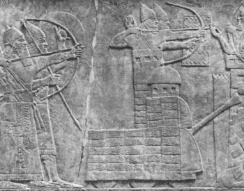 Relief of Sennacherib’s siege of Lachish in the Palace of Sennacherib. From the Hathi Trust Digital Library.