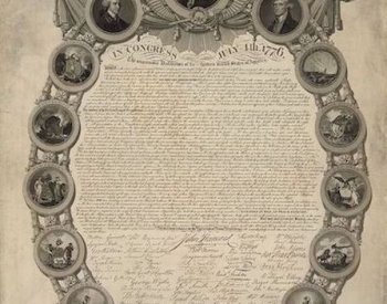 Image: An engraving of the Declaration of Independence by John Binns, 1818. From the Library of Congress.