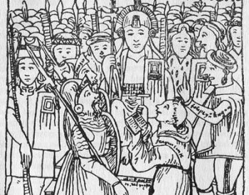 Illustration of Atahualpa and Pizarro